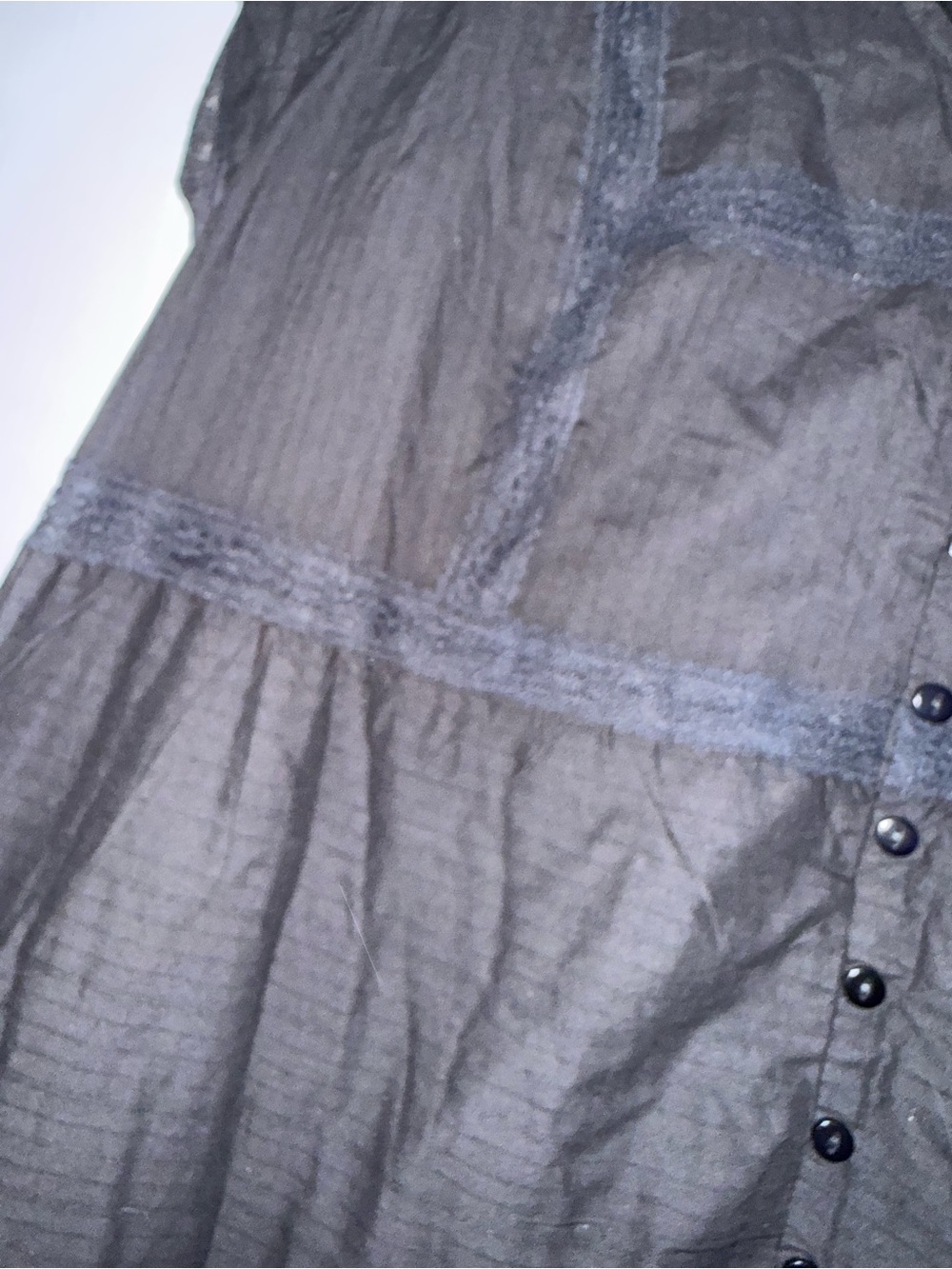 Lucky Brand Charcoal Button-Front Tiered Mini Dress - Picture 3 of 7